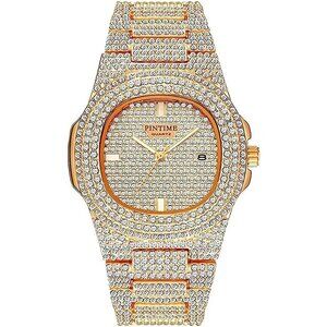 Women Gold  Luxury Crystal Diamond Watch Fashion Analog Watch Stainless Steel